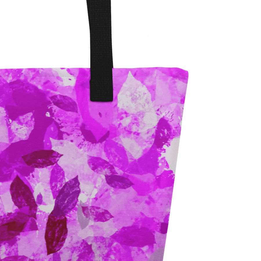 Pink leaves All Over Tote Bag with pocket product image (3)