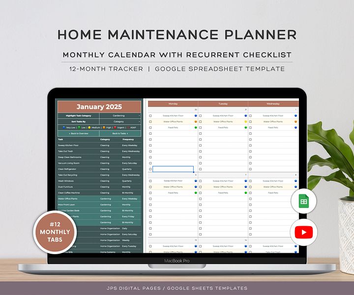 Home Maintenance Calendar, Google Sheets Template product image (1)