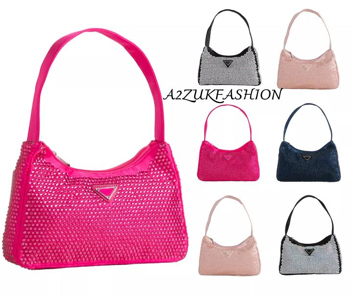 Womens Diamante Crystal Satin Clutch Bag Top product image (1)