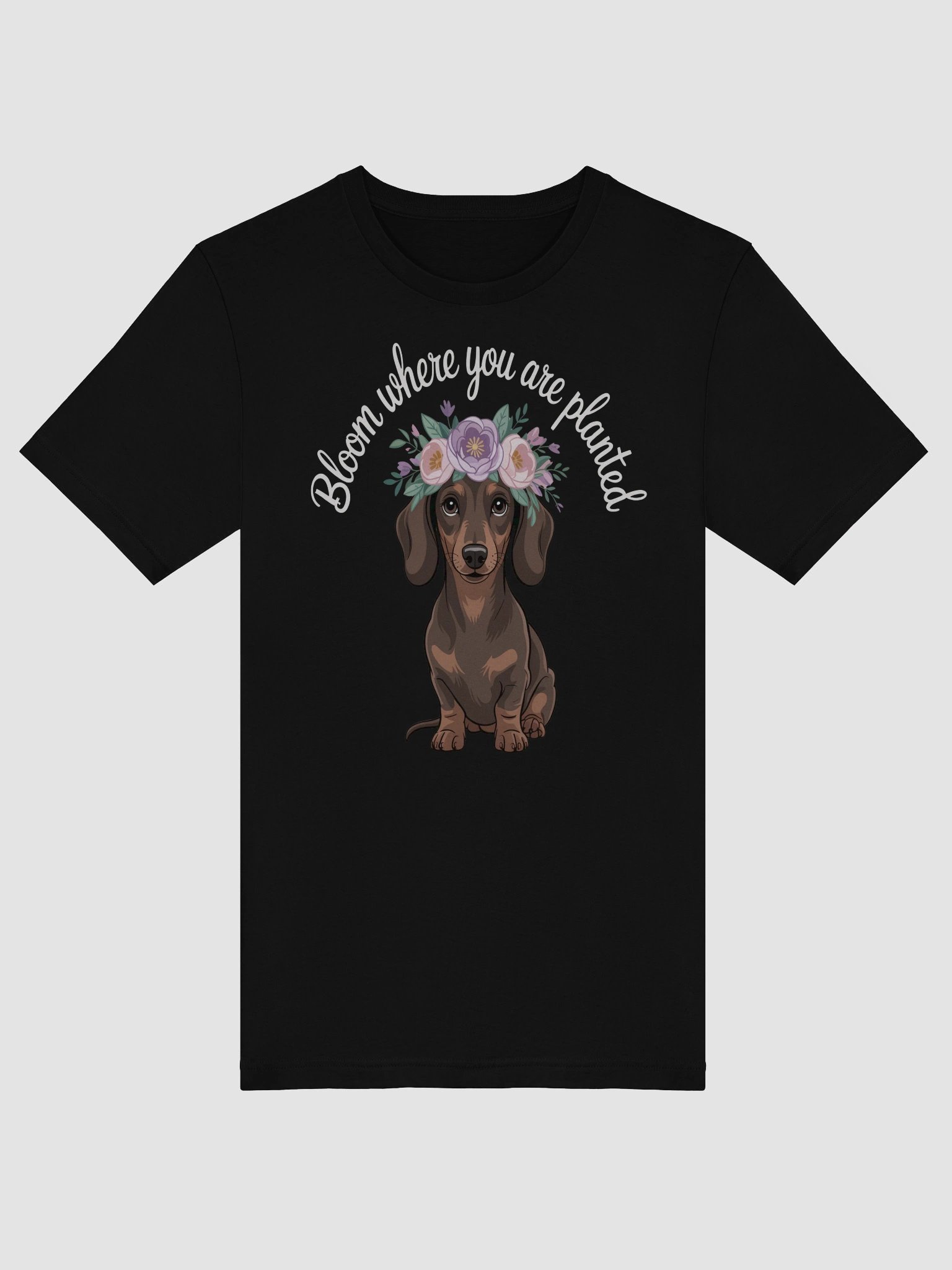 Bloom Where You Are Planted – Floral Crown Dachshund T-Shirt product image (10)