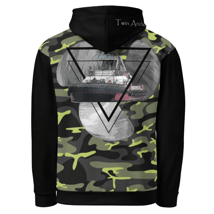 black & Green Camouflage Three blade prop triangle Athena tug Hoodie product image (1)