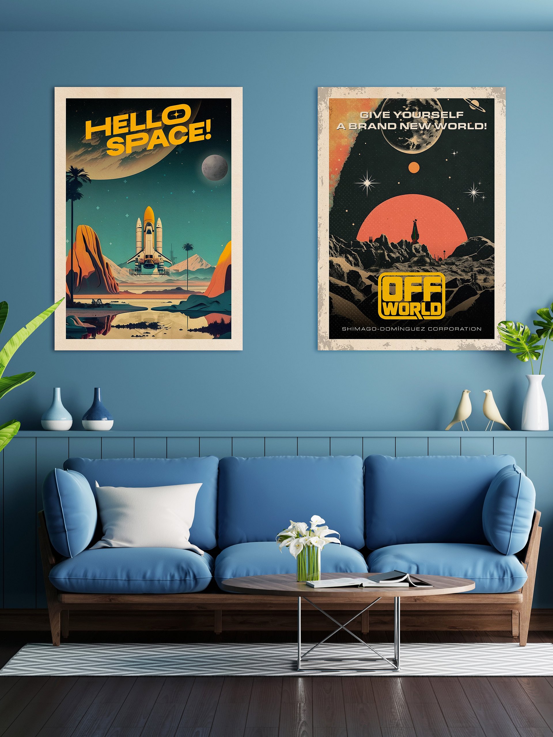 Hello Space! — Vintage space poster, retro space art, propaganda poster, retrofuturism art, retro sci-fi print product image (2)