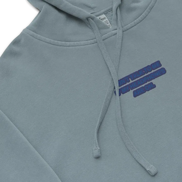 HEADPHONES ON (lake design) embroidered pigment hoodie product image (1)