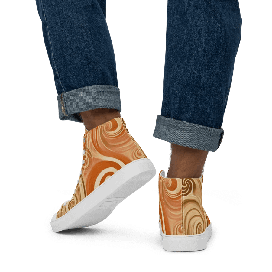 Funky Latte Liquid Tie-Dye Men's High-Top Canvas Shoes product image (4)