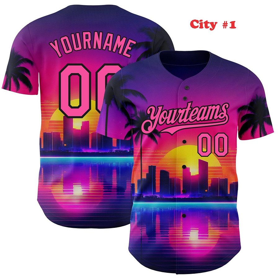 Authentic Gradient Fashion Baseball Jersey Up Down Colors City Collection, Personalized Sport Jersey, Two Tones product image (3)