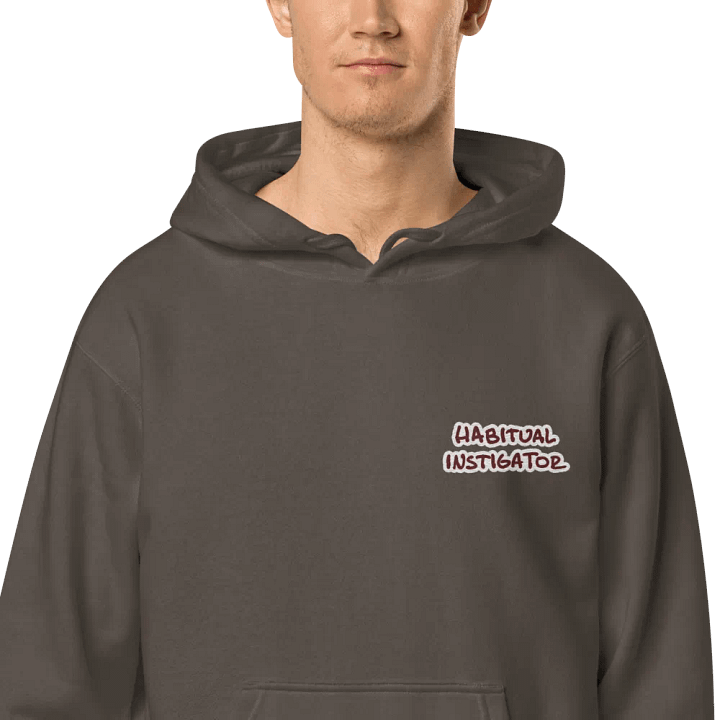 Habitual Instigator (L.C. maroon bubble design) embroidered pigment hoodie product image (1)