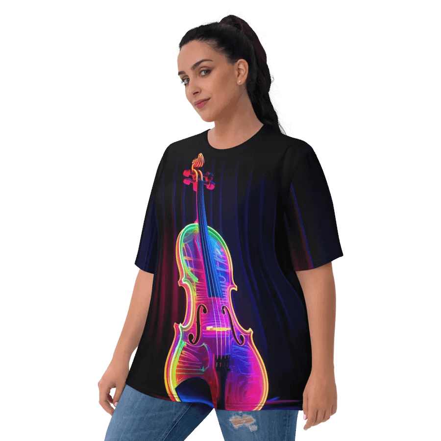 Music Neon Violin All Over Print T-shirt product image (10)