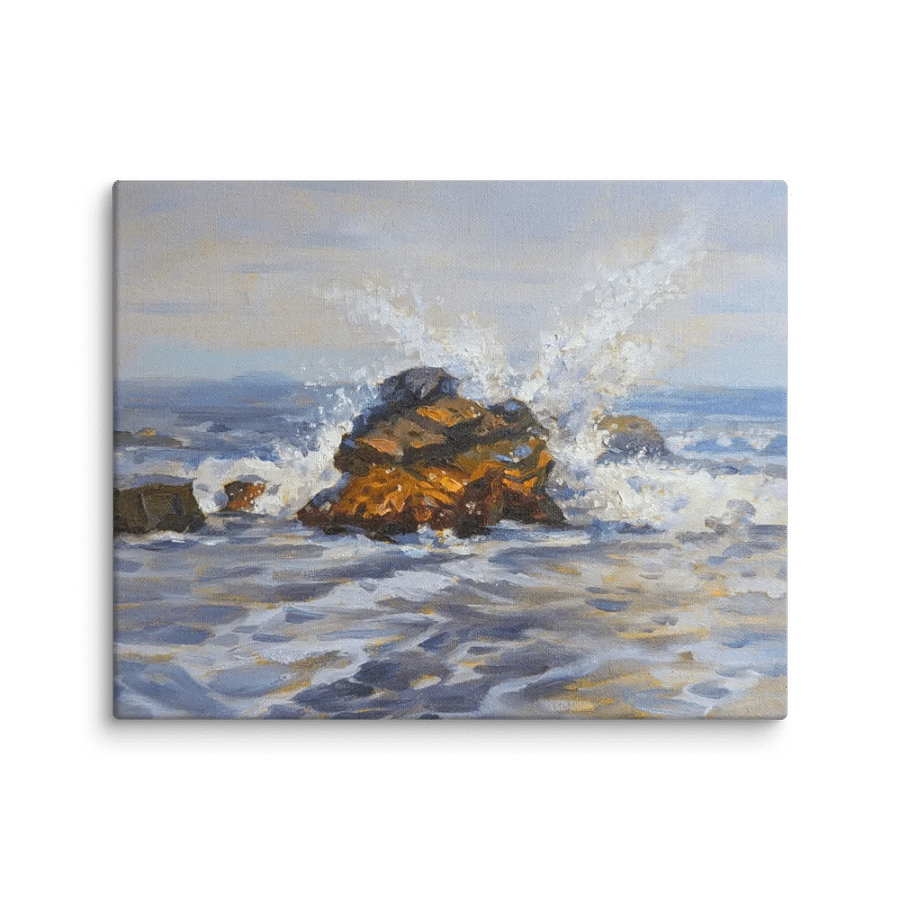 Rocks and waves on the beach-Oil Painting Canvas Print product image (2)