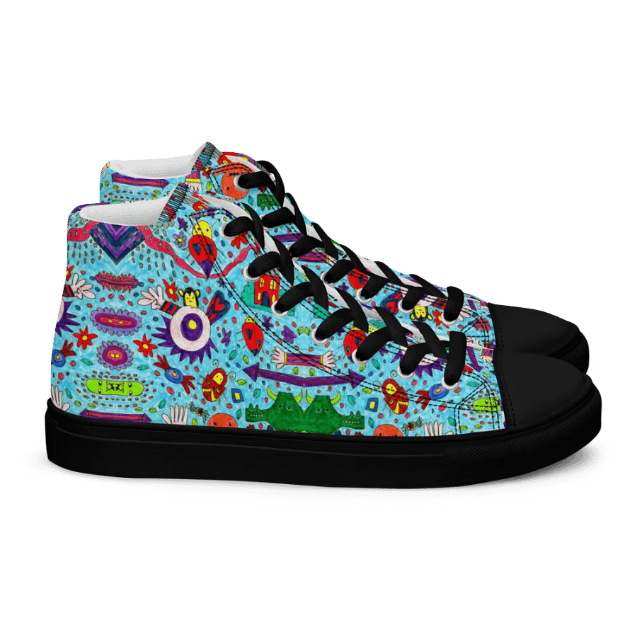 Abstract Doodle Characters Ladies High Top Canvas Shoes product image (7)
