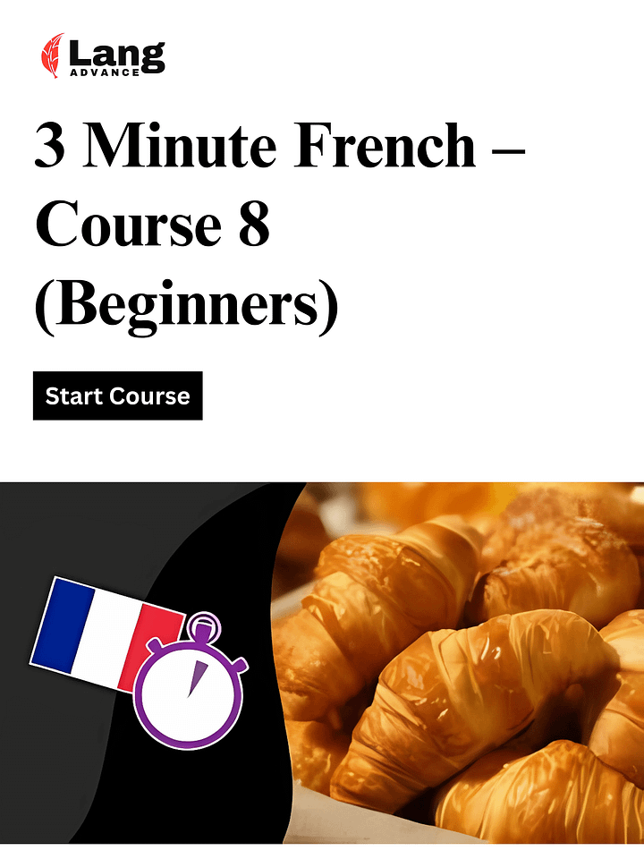 3 Minute French - Course 8 | Language lessons for beginners product image (1)