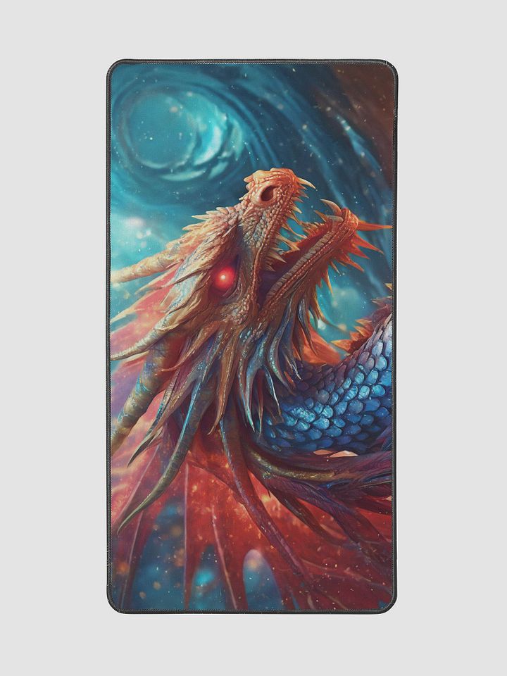 Close up of mystic dragon, like a phoenix, red and blue colors illustration-Gaming Desk Mat 15.5
