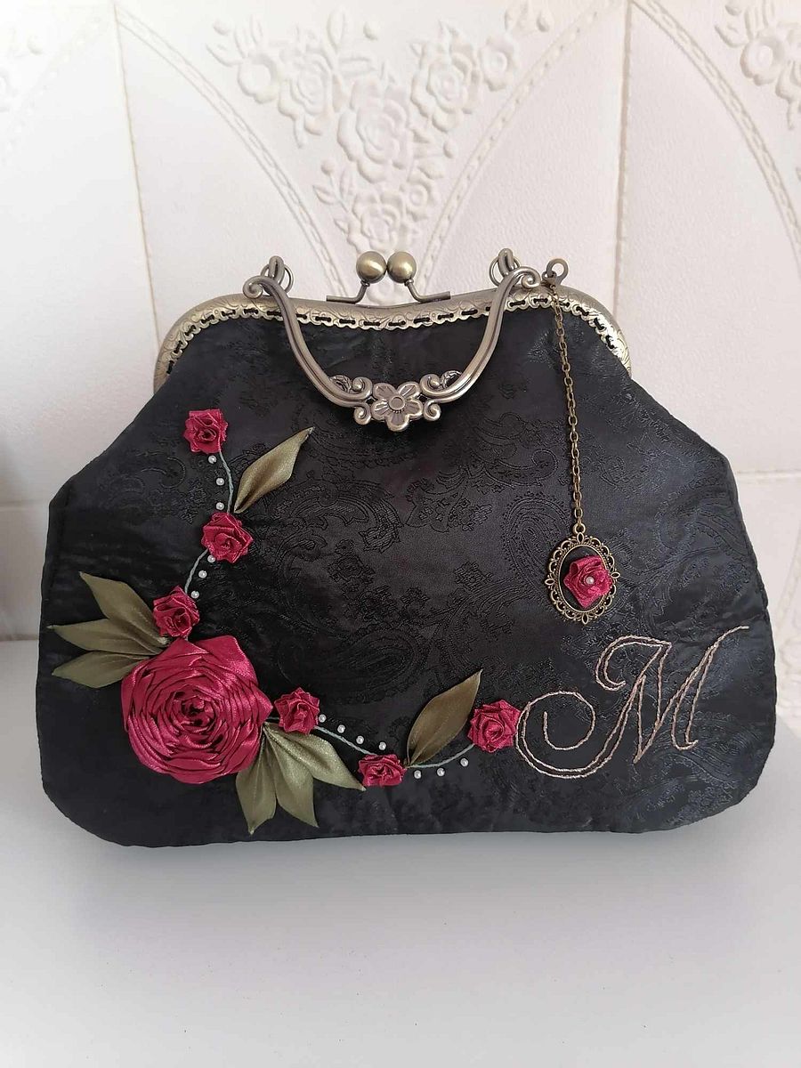 Black handbag-lace embroidery product image (3)