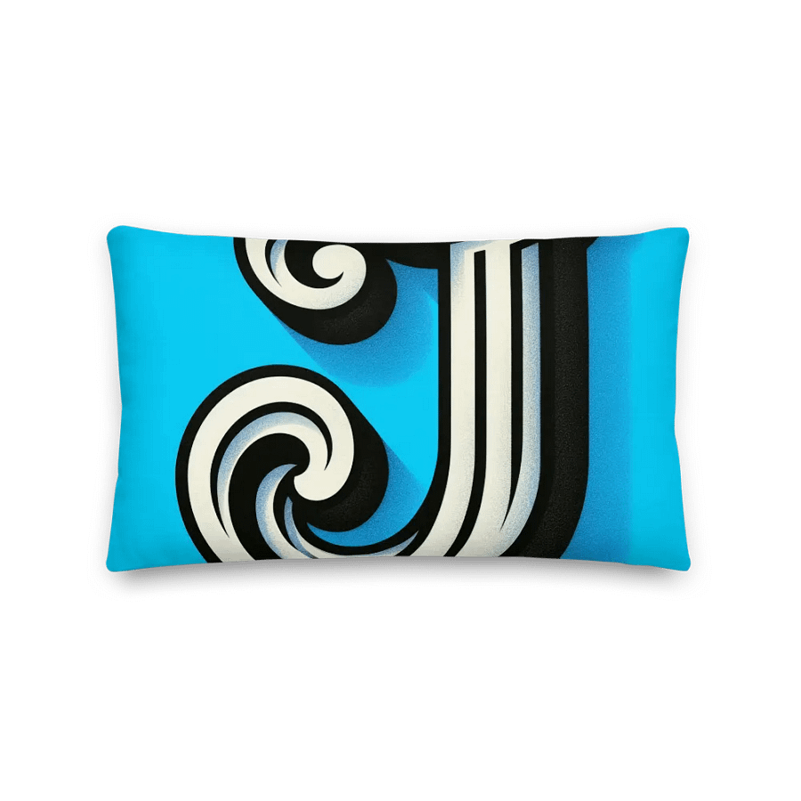 Jazzy Swirls Premium Pillow | Ai Design initial J product image (3)