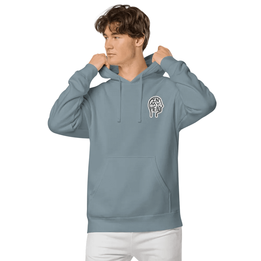 In My Head (L.C. bubble design) embroidered pigment hoodie product image (6)