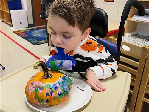 The prettiest pumpkin by the cutest boy! 

Harrison and his teachers are amazing at finding ways for him to independently par...