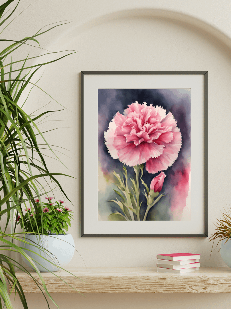 Watercolour Painting Printable Wall Art of CARNATION product image (4)