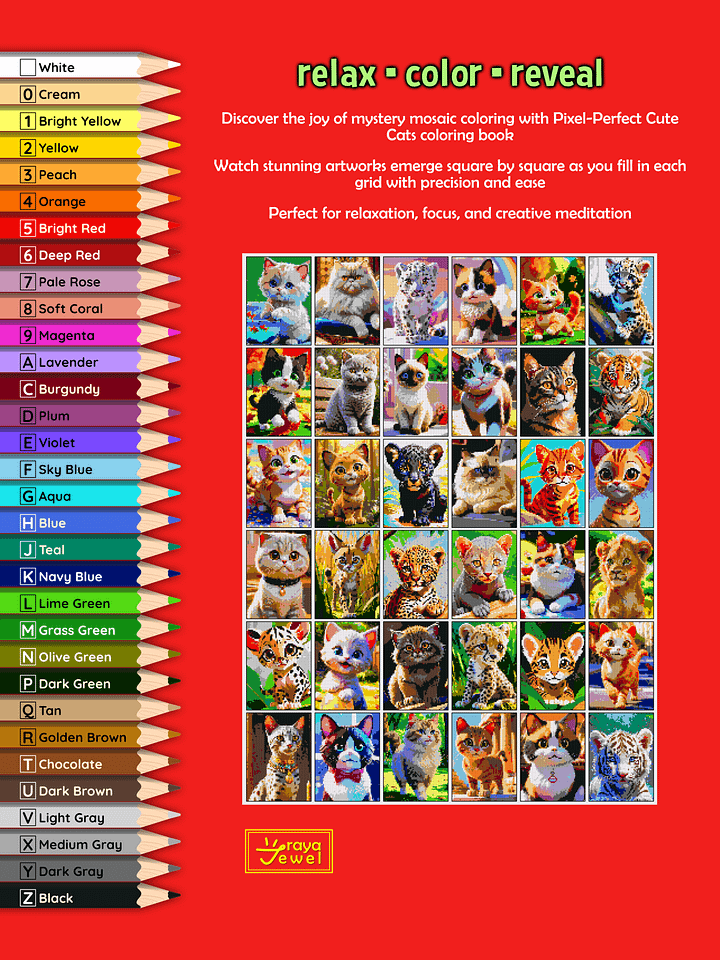 Pixel-Perfect Cute Cats Mystery Mosaic Color By Number: Pixel Art Digital Coloring Book with 36 Illustrations product image (2)