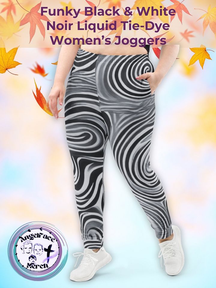Funky Black and White Noir Liquid Tie-Dye Women's Joggers product image (1)