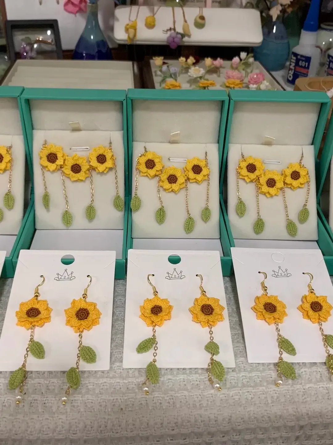 Sunflower Micro Crochet Earrings | Handmade Boho Jewelry | Lightweight & Hypoallergenic product image (4)