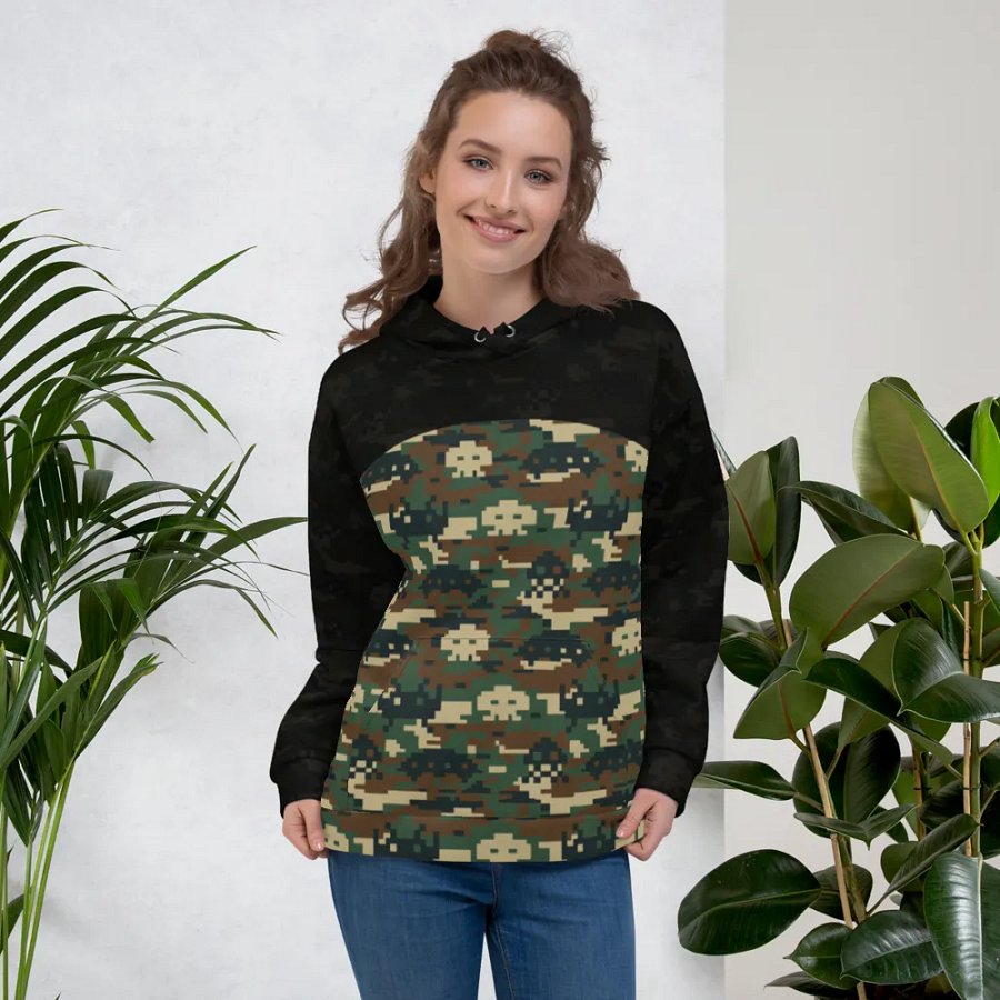 Space Invaders Camo Unisex Hoodie (Obsidian) product image (5)