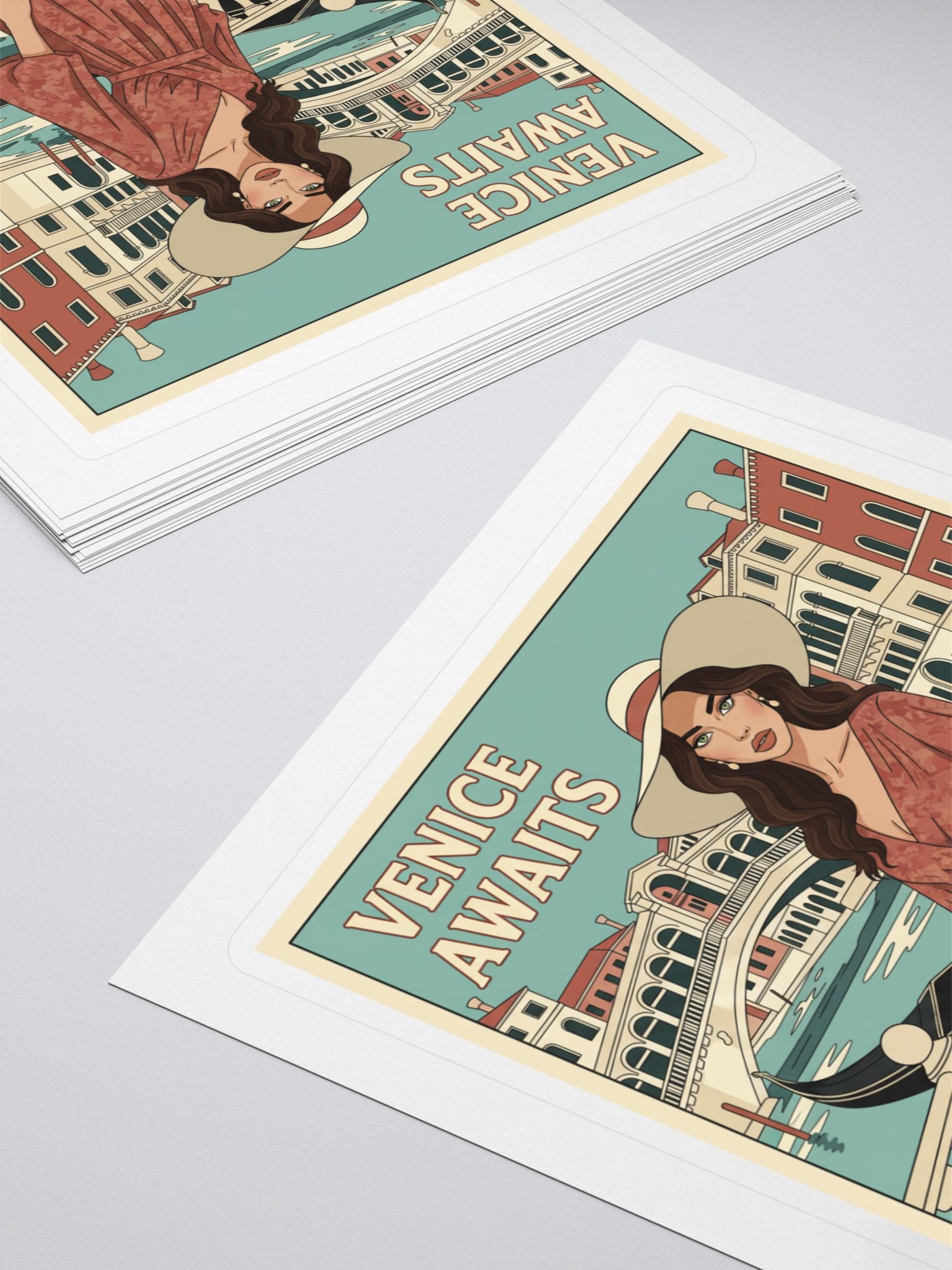 Venice Awaits Sticker – Retro Travel Art product image (4)