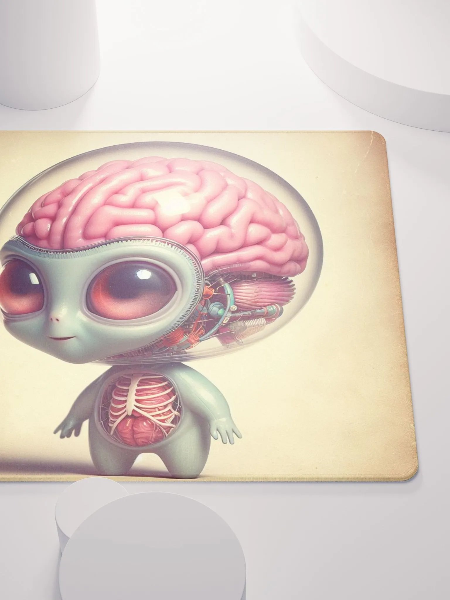 Cute Alien Robot Vintage Design Gaming Mouse Pad product image (5)
