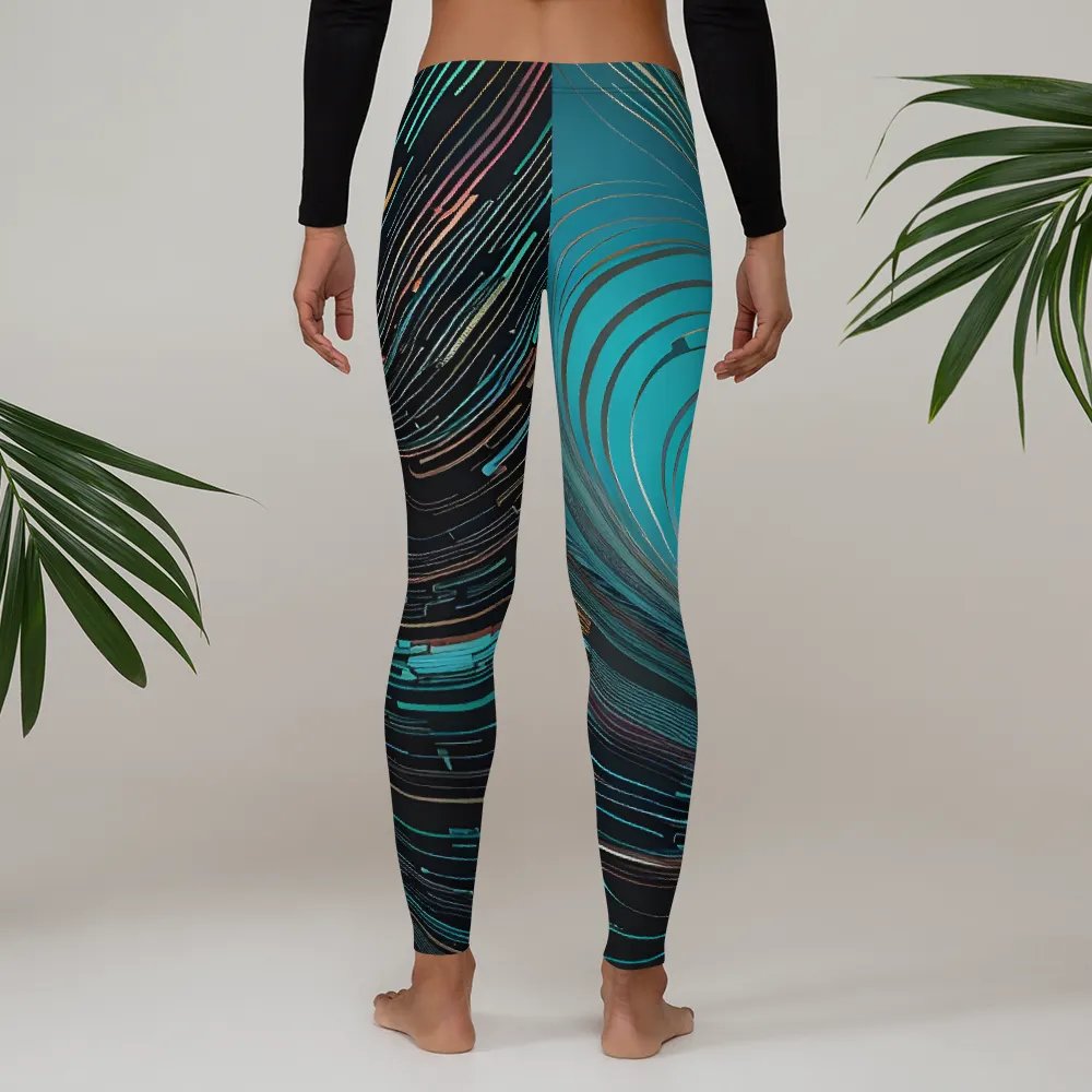 Abstract Psychedelic Neon Blue Motion All-Over Print Leggings product image (5)