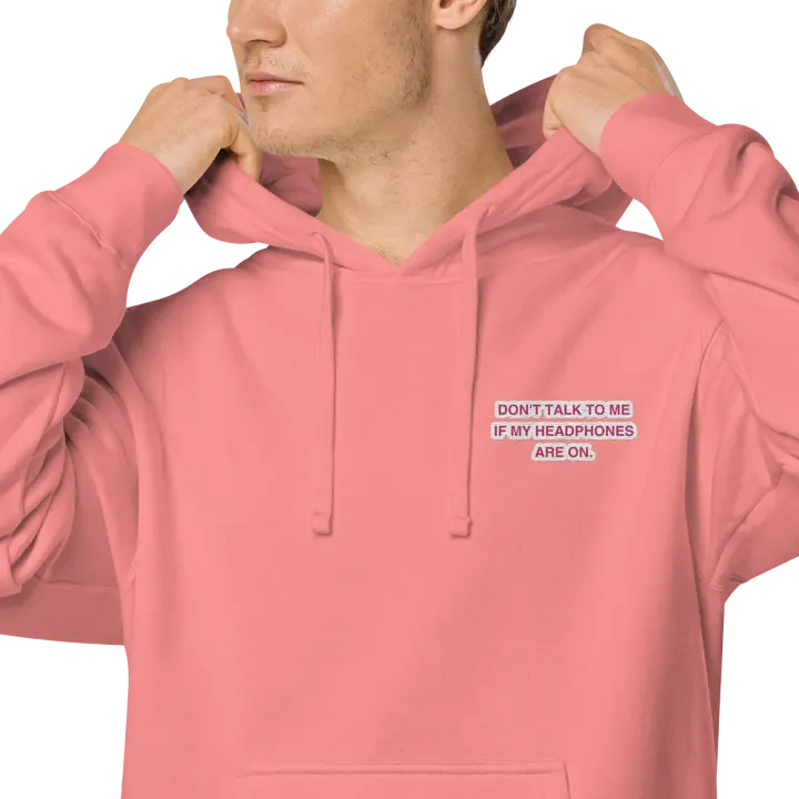 L.C. HEADPHONES ON (pink bubble design) embroidered pigment hoodie product image (1)