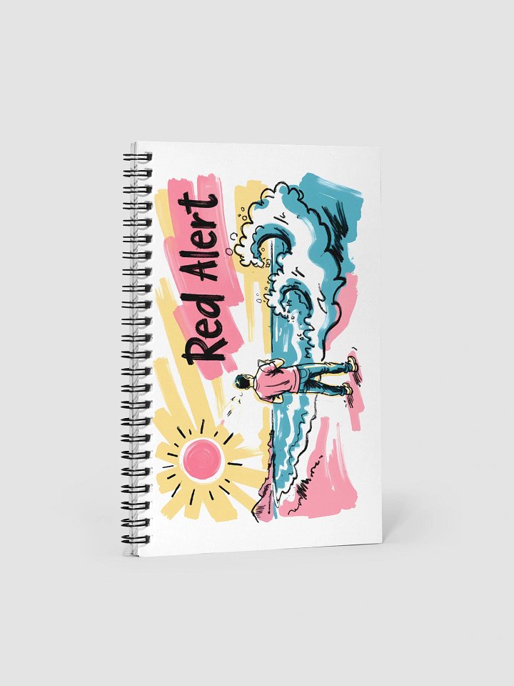 Red Alert Beach Art Print – Sunset Danger Warning Spiral Notebook product image (1)