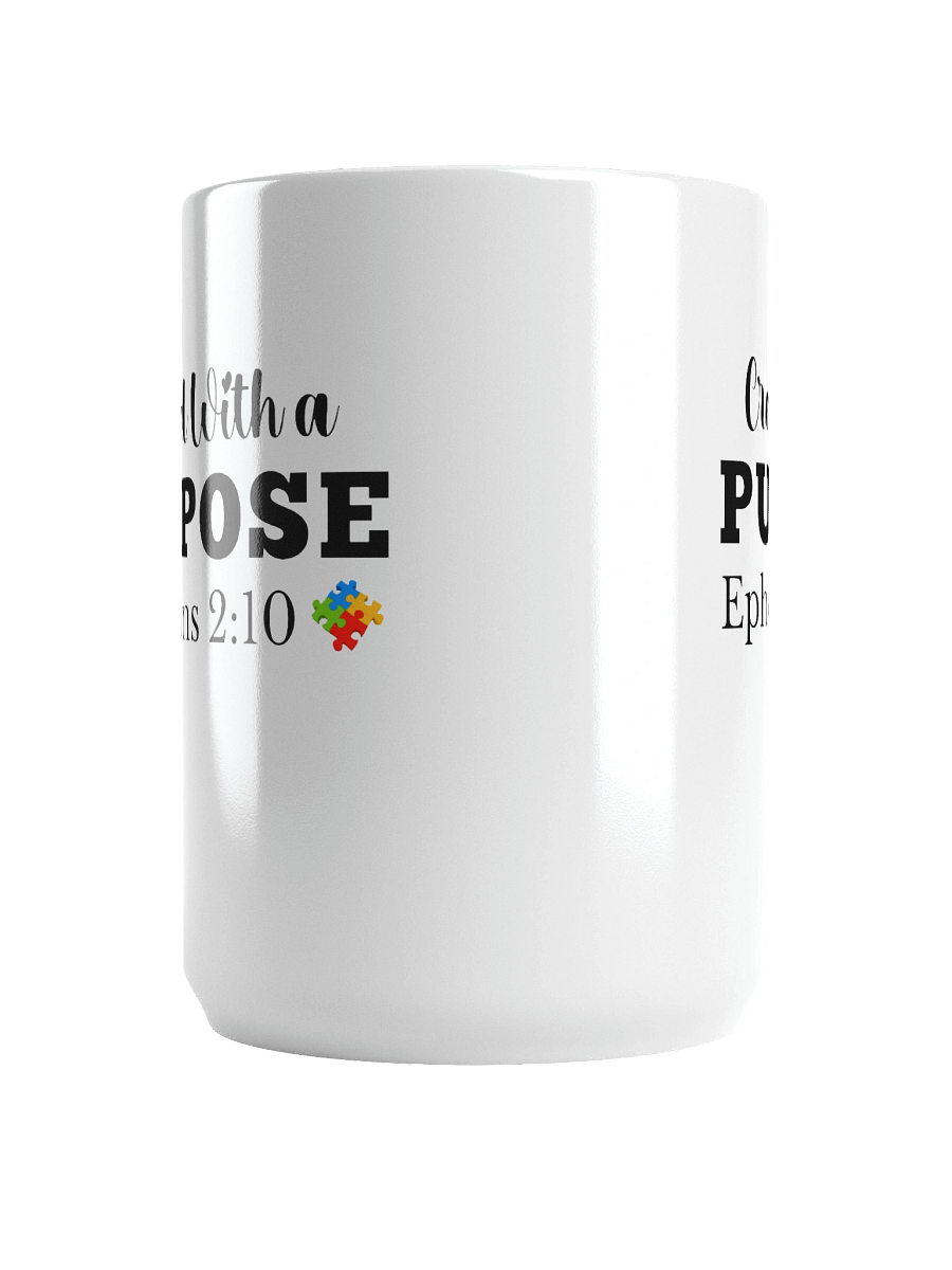 Created With A Purpose : White Ceramic Mug | Christian Faith | Autism Acceptance I Gift To Mom, Dad, Child With Autism product image (6)