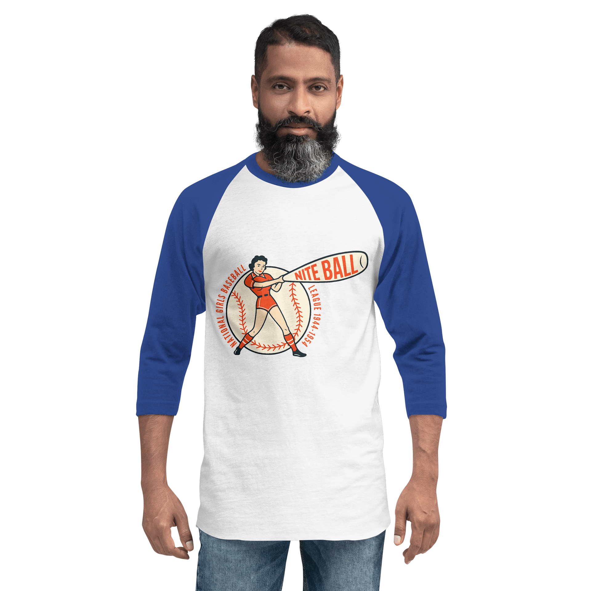 NGBL Legacy Collection Tultex Fine Jersey Raglan Tee White/Royal product image (2)