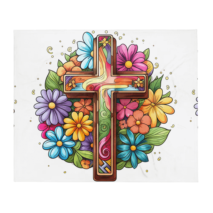 Colorful Cross and Floral Throw Blanket product image (13)