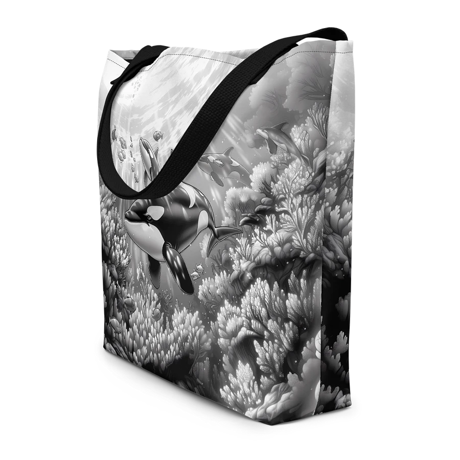 Tote Bag: Captivating Orca Undersea Ocean Lover Black and White Design product image (4)
