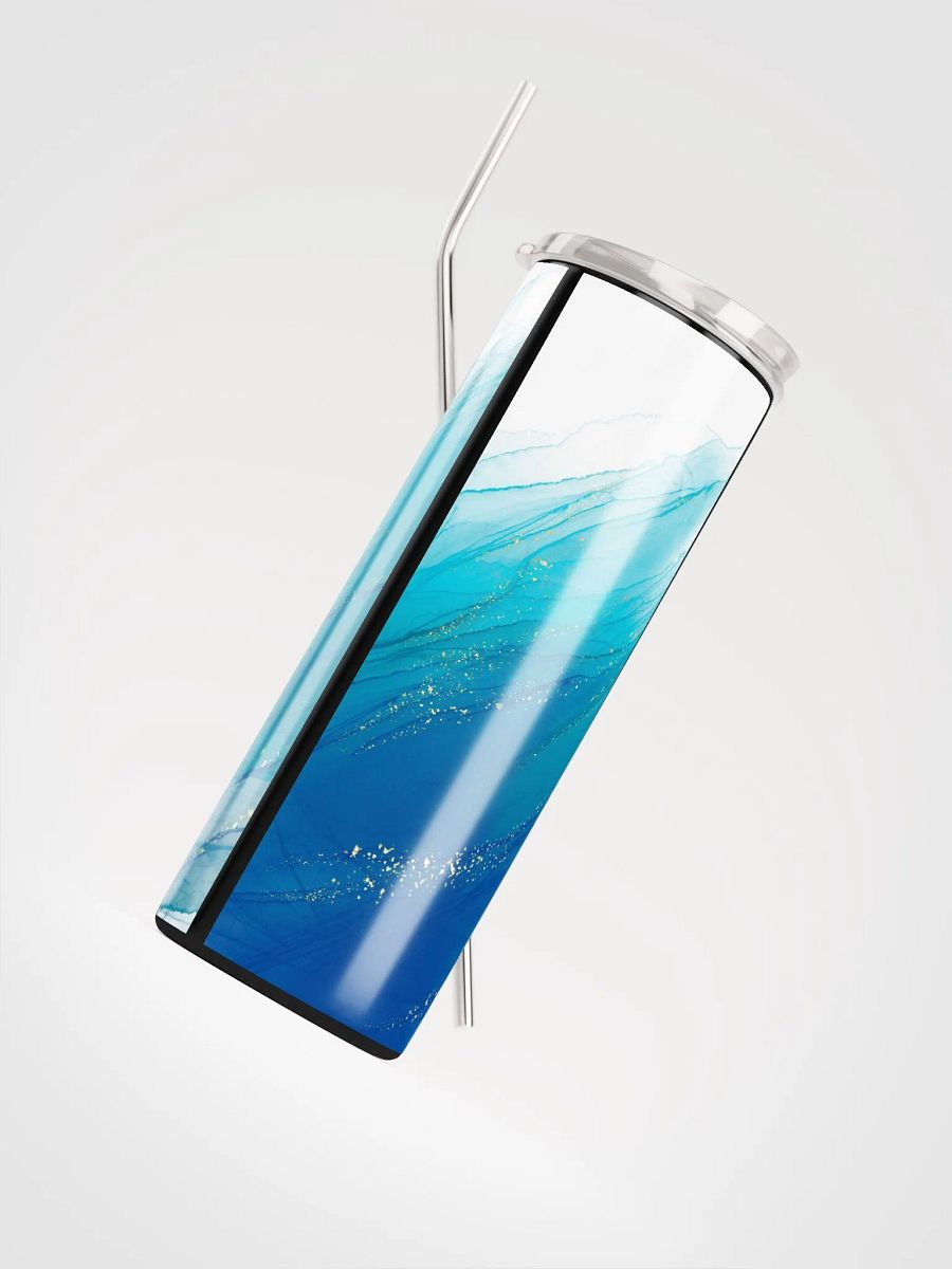 Ocean Dreams: Blue Aqua Tumbler with Golden Whispers product image (4)