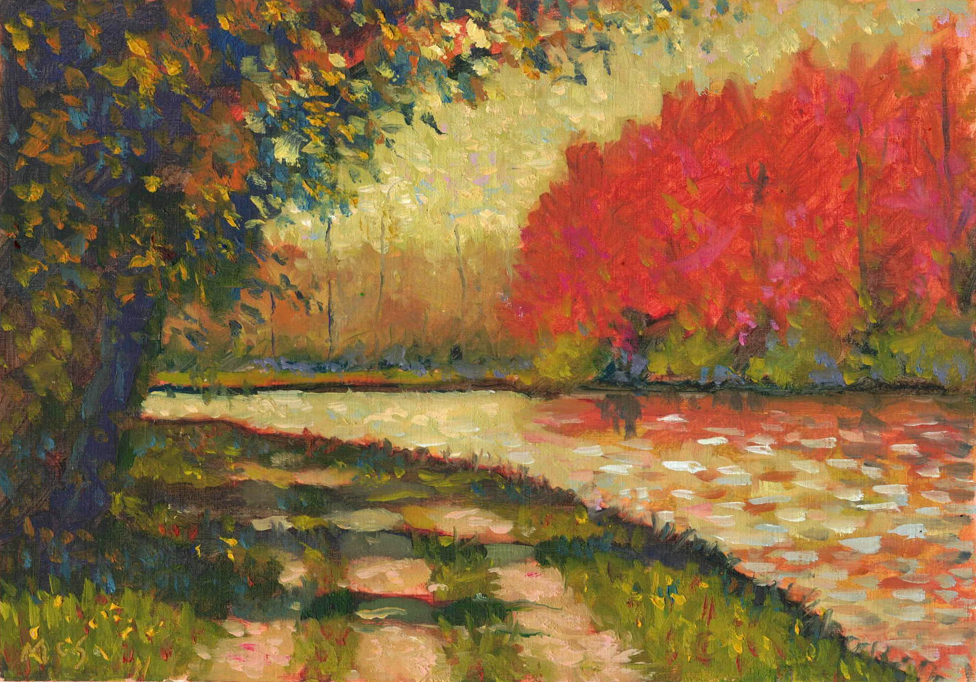 230315 River Oise Scene. Original Study Artwork. product image (1)