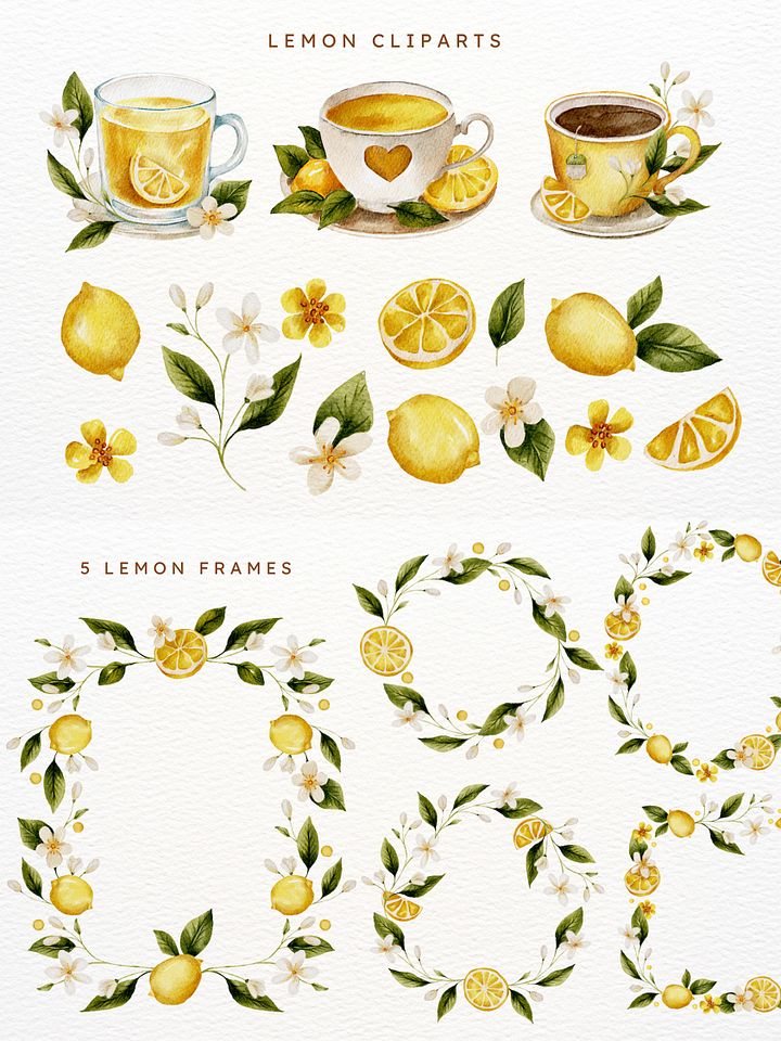 Lemon Watercolor Floral Bundle product image (2)
