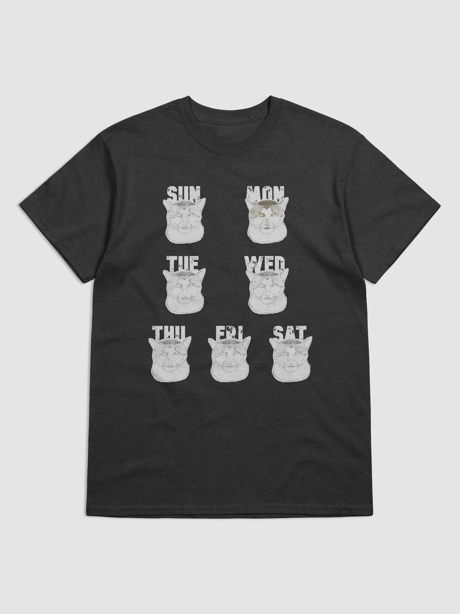 Cat Weekdays T-Shirt Black product image (1)