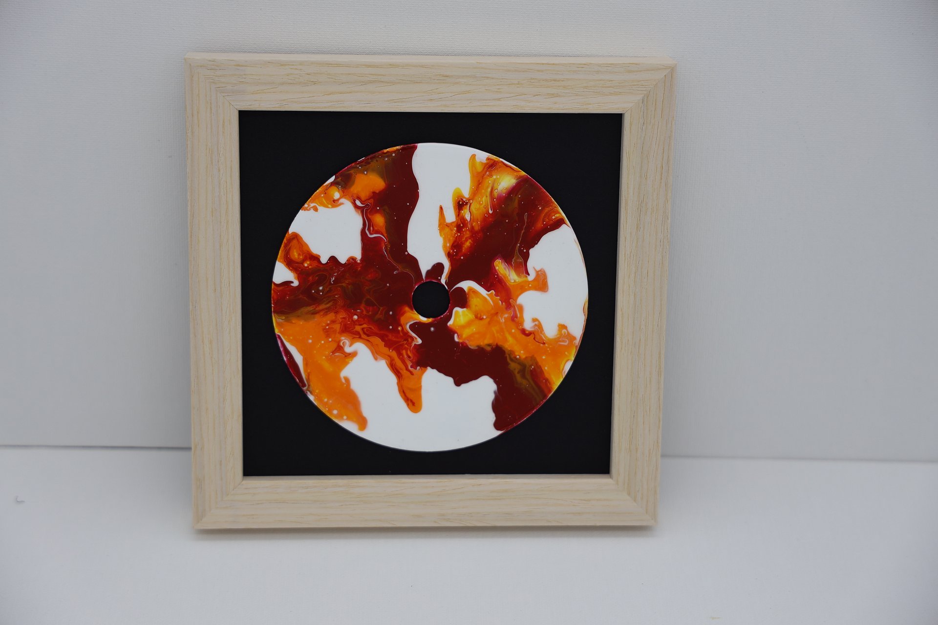 Framed Acrylic Pour Painting on CD - Maroon and Orange product image (2)