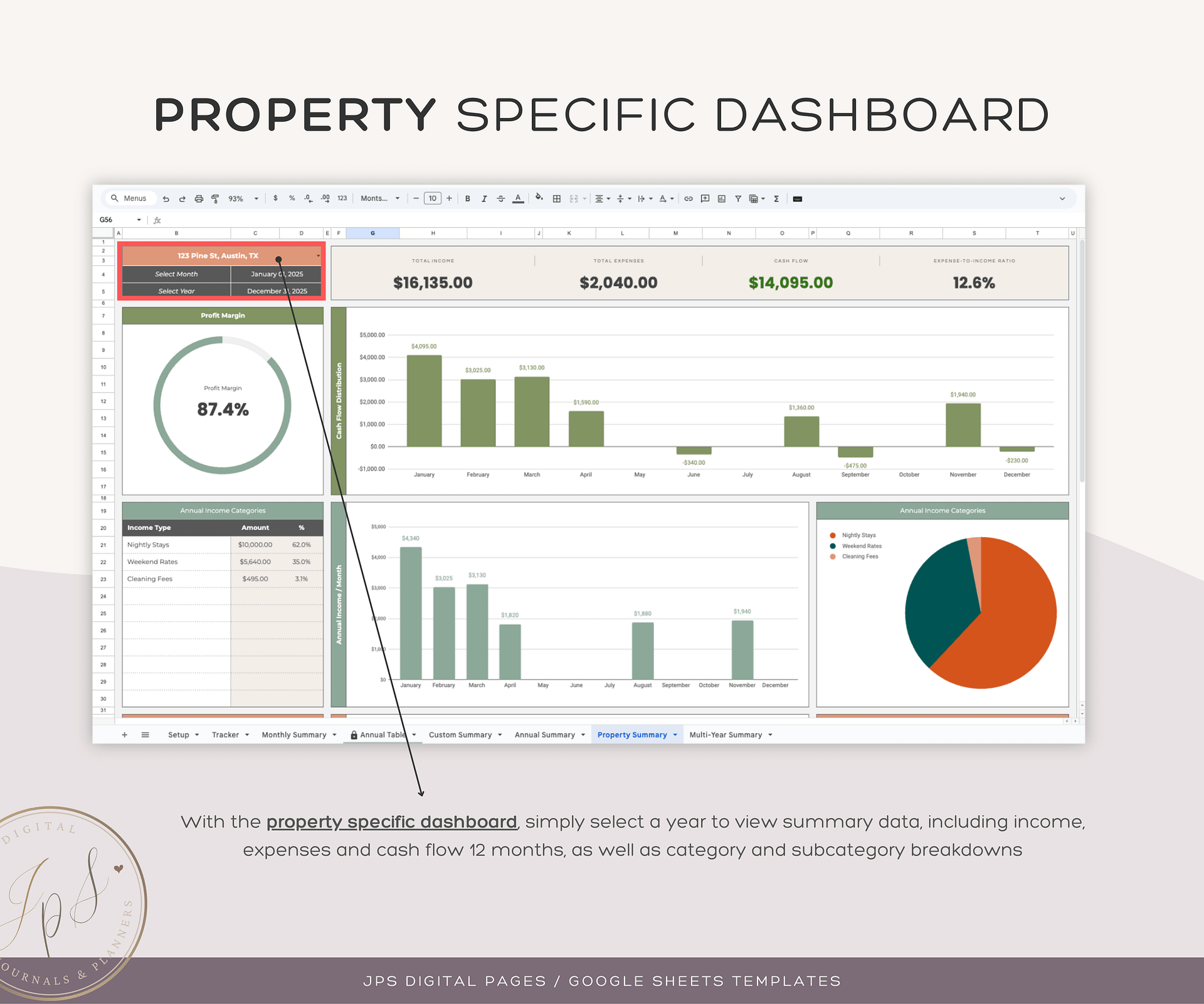 Airbnb Income and Expense Tracker Template | Google Sheets Template product image (7)