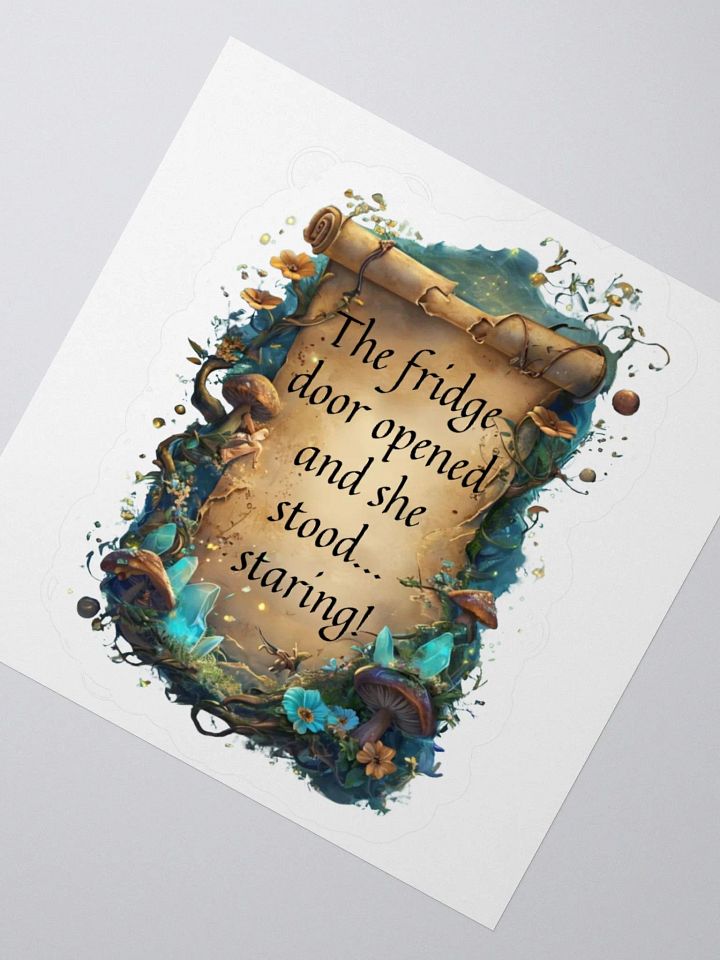 Whimsical Mom Sticker: "The Fridge Door Opened… and She Stood, Staring!" Funny Quote for ADHD Moms product image (5)