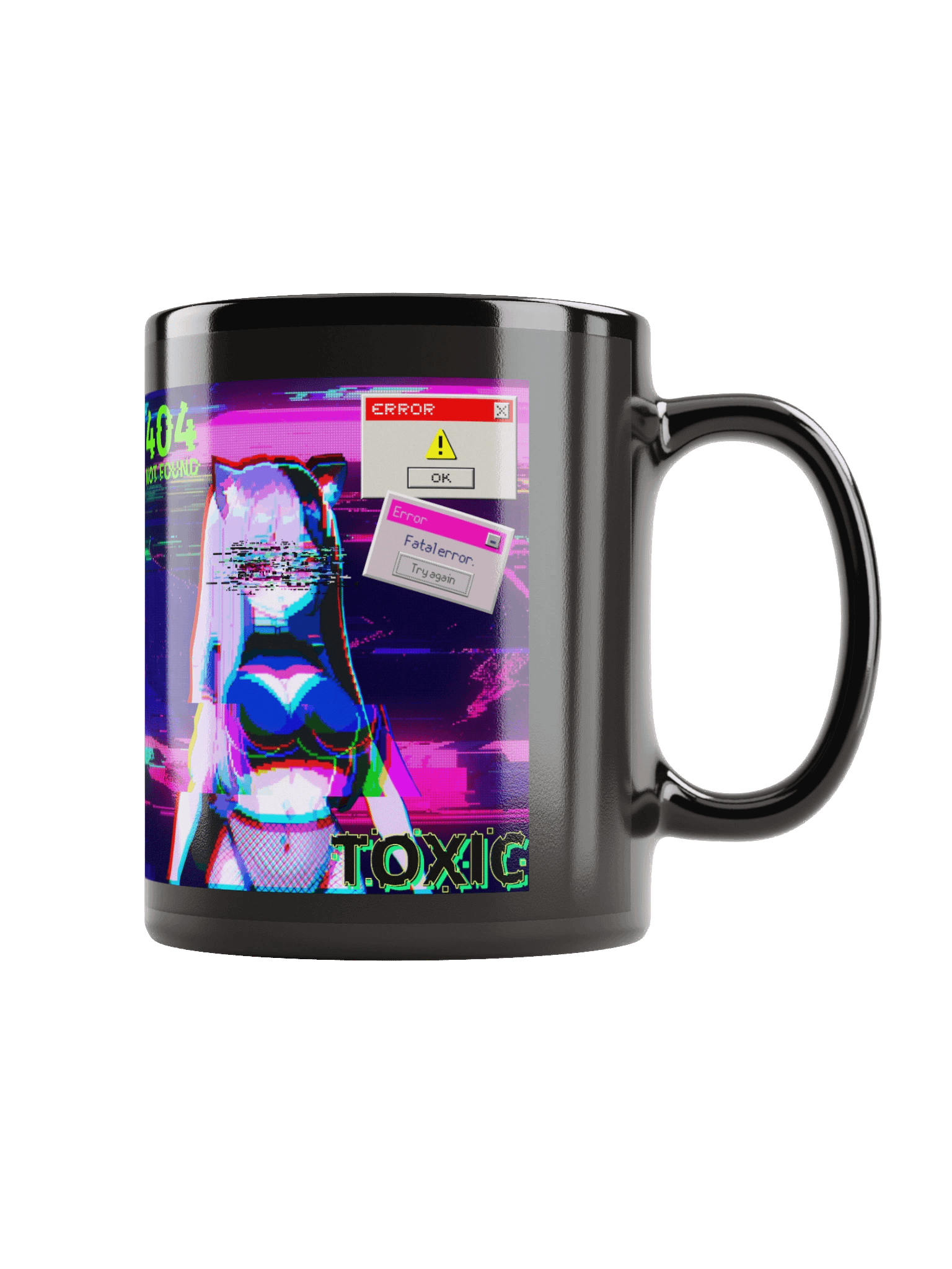Neko Error.exe Black Glossy Mug product image (1)