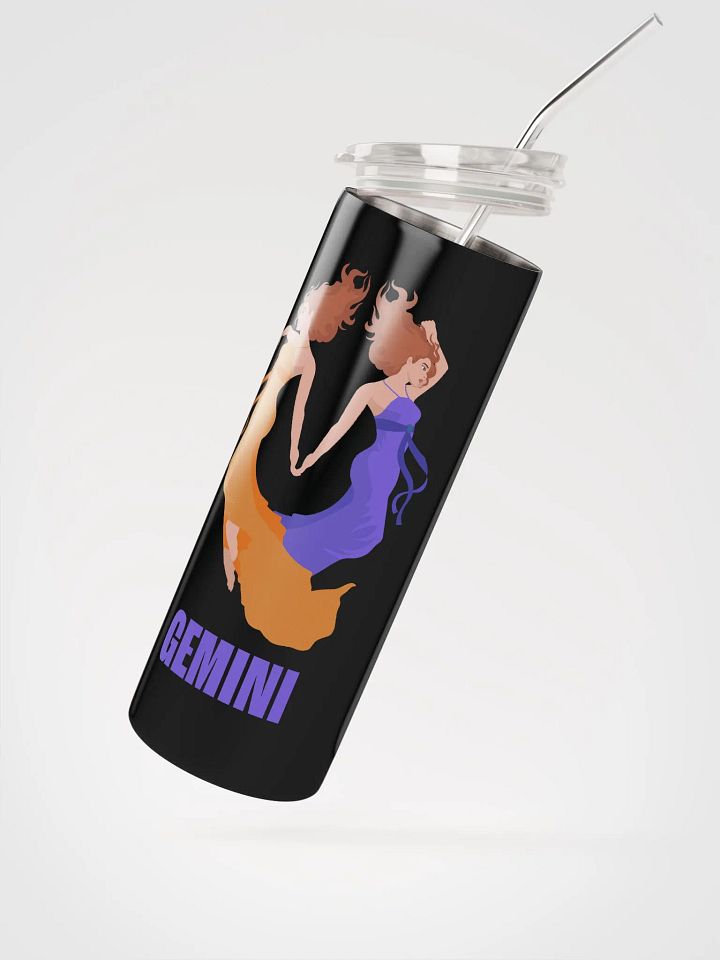 Black Gemini Zodiac Stainless Steel Tumbler - Vibrant Gemini Girls Illustration product image (2)