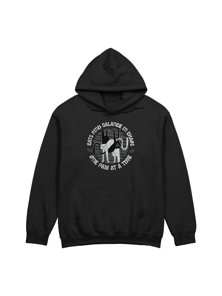 Cats Find Balance in Chaos Hoodie | Funny Yin Yang Cat Sweatshirt for Cat Lovers product image (2)