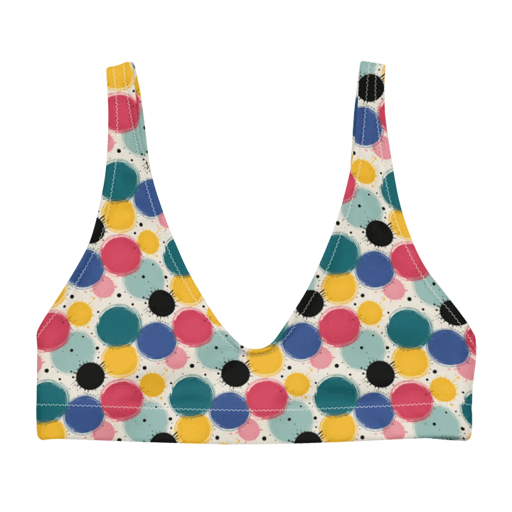 Color Pop Padded Bikini Top – Retro Dots product image (1)