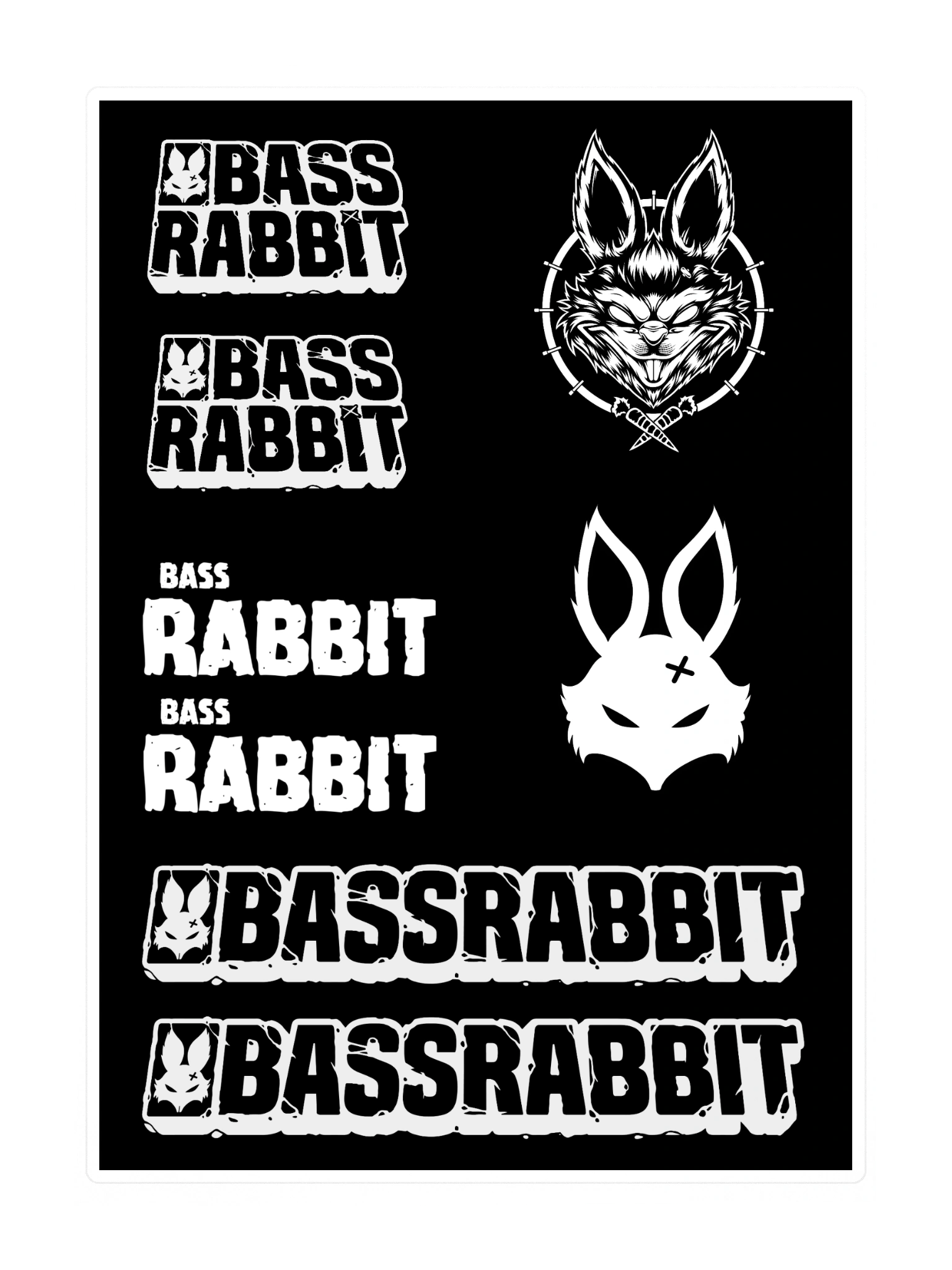 Bass Rabbit Sticker Sheet White product image (3)