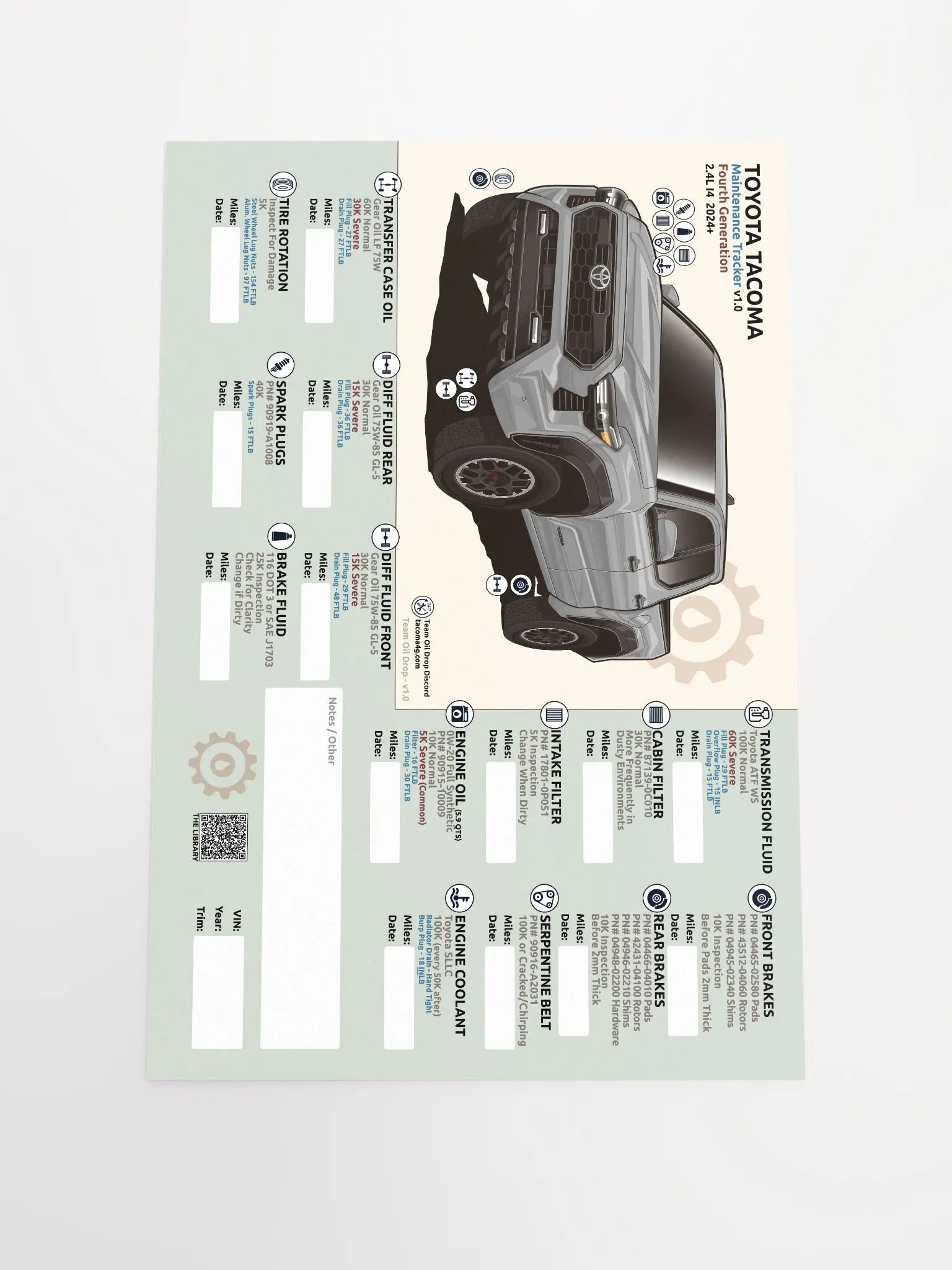 4TH GEN MAINTENANCE TRACKER V1.0 - Silver product image (2)