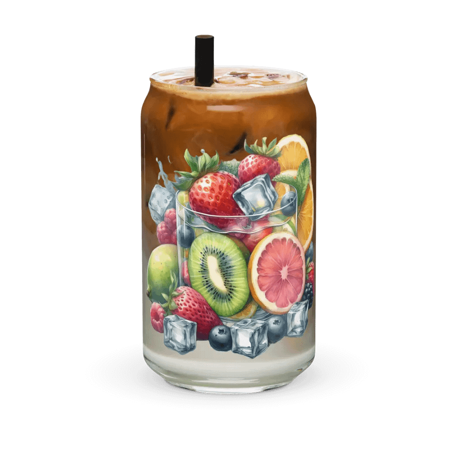 Fruit juice with fruit slice mixed water affect, design_06-Can-Shaped Glass product image (6)