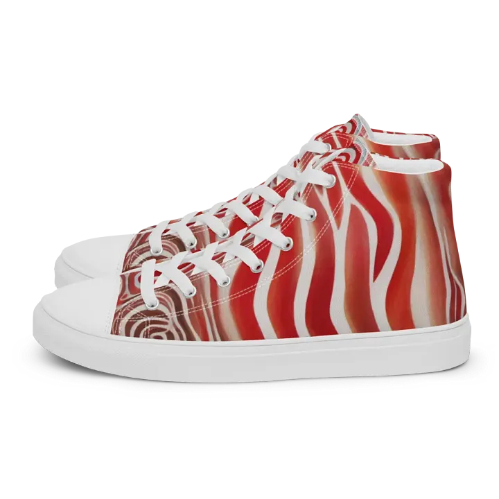 Funky Red Liquid Tie-Dye Explosion Women's High-Top Canvas Shoes product image (2)