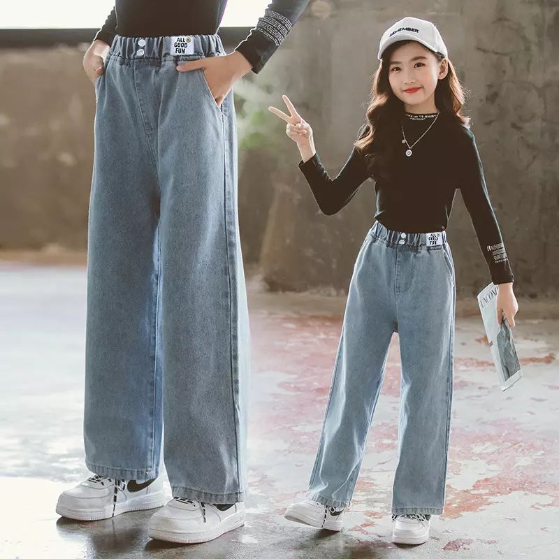Girls' Spring Jeans New Kid's Spring and Summmer Girls' Wide Leg Pants product image (5)