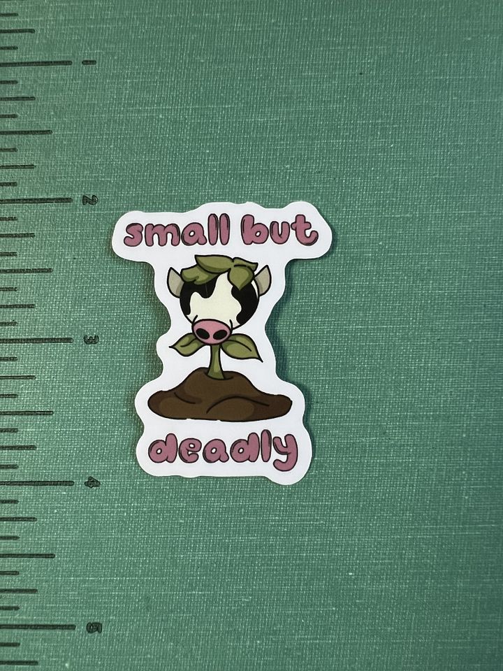 Small But Deadly Simulated Plant Cow Sticker product image (1)